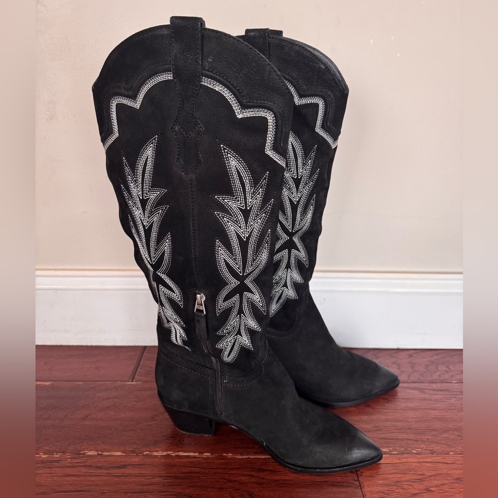 Dolce Vita Shiren Women’s Tall Western Embroidered Boots Black Nubuck Size 8.5 - Picture 4 of 10